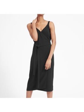 Everlane The Japanese Goweave Dark Blue Sz 4 V- -Neck Tank Wrap Dress